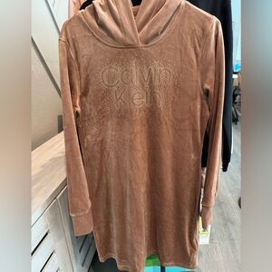 Calvin Klein Hooded Velour Dress